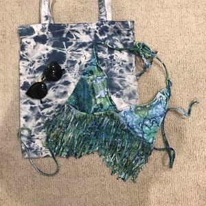 LSPACE nwot swim fringe snakeskin bikini top